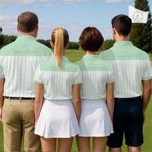 Load image into Gallery viewer, Personalized Golf Polo Shirt Mint Green Striped Custom Team Name Polo For Men NHT939