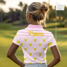 Load image into Gallery viewer, Funny Skull Golf Polo Shirts Beer Pink Argyle Pattern Custom Name Skull Playing Golf Apparel NBT631