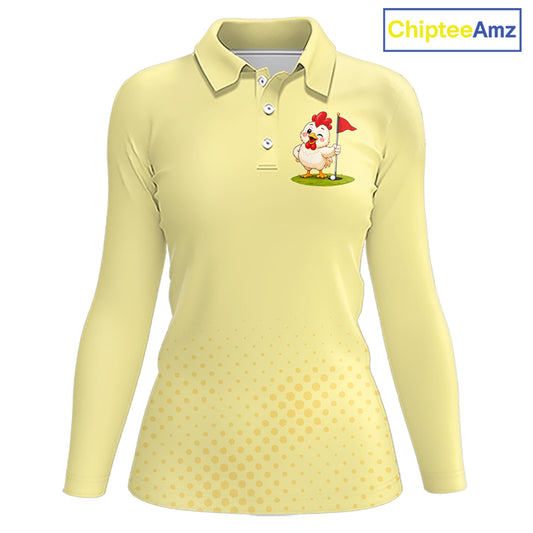 Personalized Funny Chicken Golf Polo Shirt for Womens  Play Happy Swing Smile Repeat