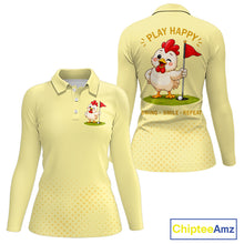 Load image into Gallery viewer, Personalized Funny Chicken Golf Polo Shirt for Womens  Play Happy Swing Smile Repeat