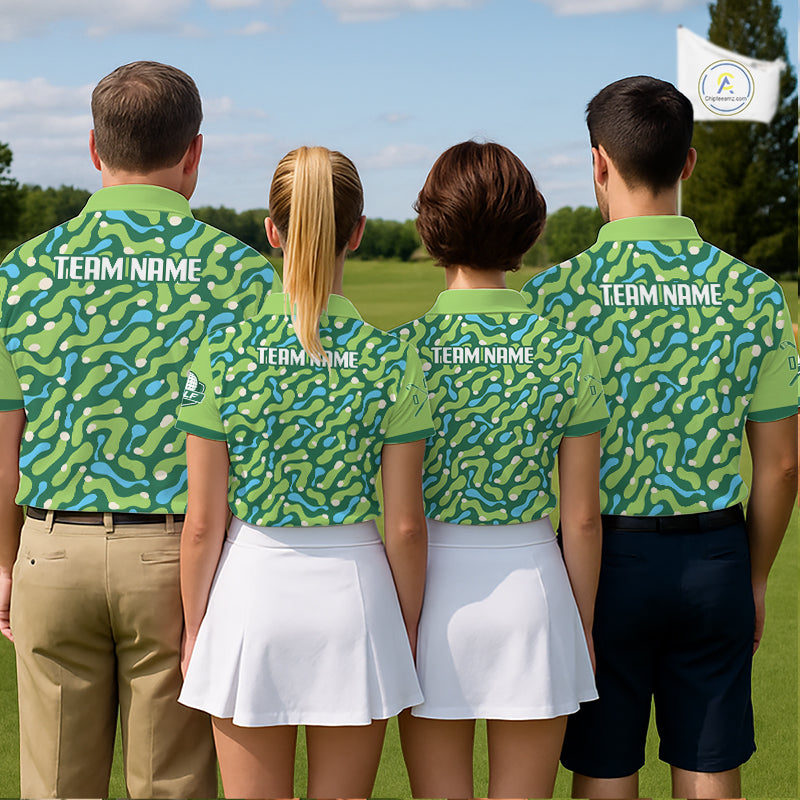 Custom Green Camo Pattern Womens Golf Polo Shirt Personalized Team Golf Uniform NHT1112