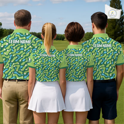 Custom Green Camo Pattern Mens Golf Polo Shirt Personalized Team Golf Uniform NHT1112