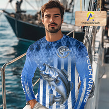 Load image into Gallery viewer, Custom Bass Fishing Shirt 3D Personalized Team Name Long Sleeve UV Protection Fishing Jersey|Blue 