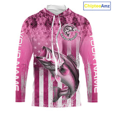 Load image into Gallery viewer, Custom Bass Fishing Shirt 3D Personalized Team Name Long Sleeve Hooded UV Protection Fishing Jersey|Pink 