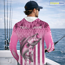 Load image into Gallery viewer, Custom Bass Fishing Shirt 3D Personalized Team Name Long Sleeve Hooded UV Protection Fishing Jersey|Pink 