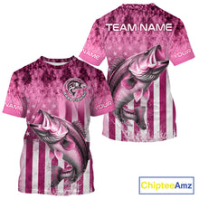Load image into Gallery viewer, Pink Custom Bass Shirt 3D Personalized Team Name Fishing T - Shirt UV Protection Fishing Jersey, Patriotics Bass Fishing Shirt