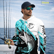Load image into Gallery viewer, Personalized Turquoise Northern Pike Fishing Jersey, Team Pike Fishing Long Sleeve Hooded Shirt NHT817