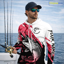 Load image into Gallery viewer, Personalized Red Northern Pike Fishing Jersey, Team Pike Fishing Long Sleeve Hooded Tournament Shirt NHT819
