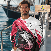 Load image into Gallery viewer, Personalized Red Northern Pike Fishing Jersey, Team Pike Fishing Long Sleeve Tournament Shirt NHT819