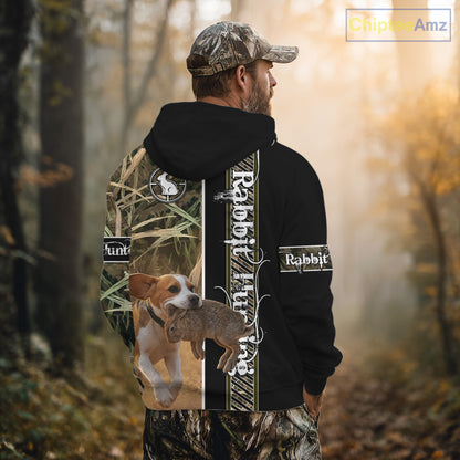 Custom Rabbit Hunting With Beagle Dog Camo 3D All Over Printed Shirt, Hunting Gift NHT161