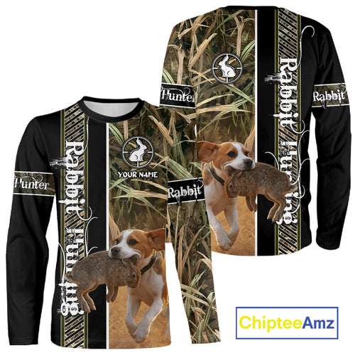 Custom Rabbit Hunting With Beagle Dog Camo 3D All Over Printed Shirt, Hunting Gift NHT161
