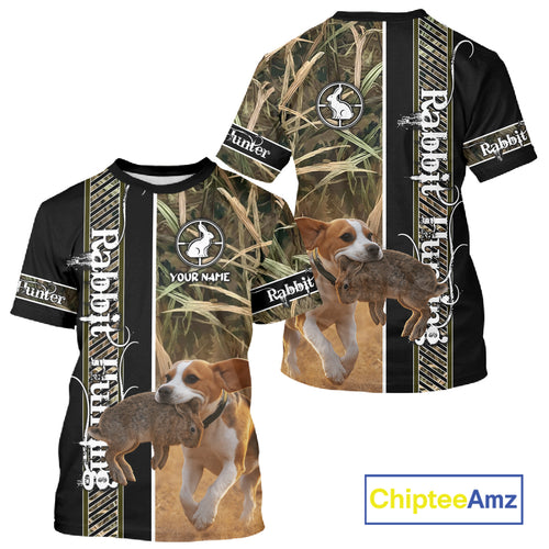 Custom Rabbit Hunting With Beagle Dog Camo 3D All Over Printed Shirt, Hunting Gift NHT161