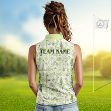 Load image into Gallery viewer, Custom Women's Sleeveless Golf Polo Shirt Lucky Shamrock Argyle Pattern Personalized Team Name
