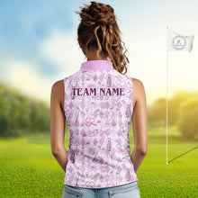 Load image into Gallery viewer, Custom Women's Sleeveless Golf Polo Shirt Lucky Shamrock Argyle Pattern Personalized Team Name