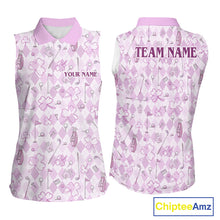 Load image into Gallery viewer, Custom Women's Sleeveless Golf Polo Shirt Lucky Shamrock Argyle Pattern Personalized Team Name