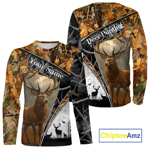 Red Deer Hunting Orange Camo Black - Personalized All Over Print Deer Hunting Clothes NHT171