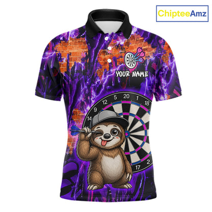 Funny Sloth Dartboard Jersey For Men Dart Team Shirts Dart League Polo & 1/4 Zip 