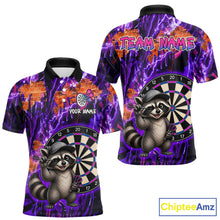 Load image into Gallery viewer, Funny Raccoon Dartboard Jersey For Men Dart Team Shirts Dart League Polo