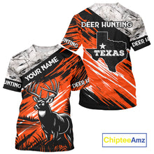 Load image into Gallery viewer, Deer Hunting Shirt 3D All Over Print Orange Black Gray Camo Deer With TX Flag Season NHT64