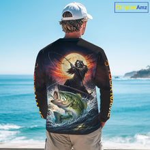 Load image into Gallery viewer, Personalized Fish Reaper Fishing Shirts Jerseys, Fish Reaper Sunset Bass Fishing Shirts Long Sleeve NHT829