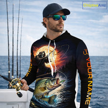 Load image into Gallery viewer, Personalized Fish Reaper Fishing Shirts Jerseys, Fish Reaper Sunset Crappie Fishing Shirts Long Sleeve Hooded NHT831