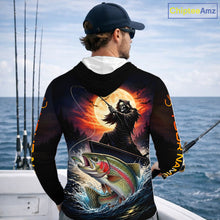 Load image into Gallery viewer, Personalized Fish Reaper Fishing Jerseys, Fish Reaper Sunset Rainbow Trout Fishing Shirts Long Sleeve Hooded NHT832