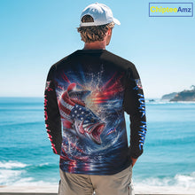 Load image into Gallery viewer, Patriotic Bass Fishing Long Sleeve Shirt – American Flag Design For Men