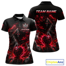 Load image into Gallery viewer, Custom Red Fire Grim Reaper Bowling Jersey for Women | Team Polo &amp; 1/4 Zip