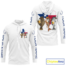 Load image into Gallery viewer, Texas Slam Funny Fishing Redfish, Trout, Flounder Fishing Shirts Long Sleeve Hooded For Men| White NHT843