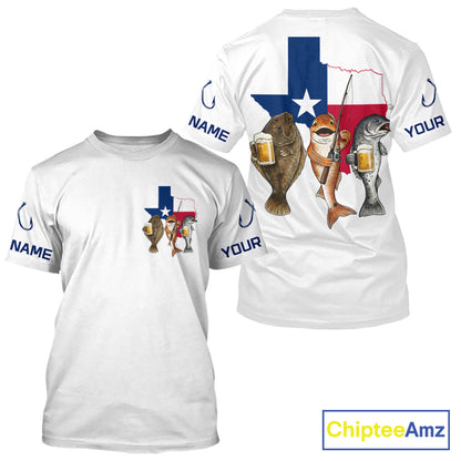 Texas Slam Funny Fishing Redfish, Trout, Flounder Fishing Shirts T - Shirt For Men| White NHT843