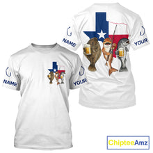Load image into Gallery viewer, Texas Slam Funny Fishing Redfish, Trout, Flounder Fishing Shirts T - Shirt For Men| White NHT843