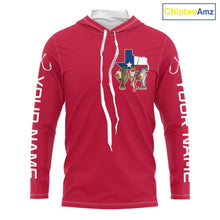 Load image into Gallery viewer, Texas Slam Funny Fishing Redfish, Trout, Flounder Fishing Shirts Long Sleeve Hooded For Men| Red NHT844