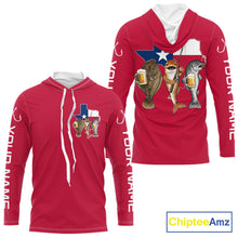 Load image into Gallery viewer, Texas Slam Funny Fishing Redfish, Trout, Flounder Fishing Shirts Long Sleeve Hooded For Men| Red NHT844