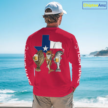 Load image into Gallery viewer, Texas Slam Funny Fishing Redfish, Trout, Flounder Fishing Shirts Long Sleeve For Men| Red NHT844