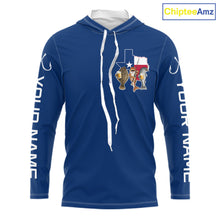 Load image into Gallery viewer, Texas Slam Funny Fishing Redfish, Trout, Flounder Fishing Shirts Long Sleeve Hooded For Men| Blue Navy NHT845