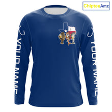 Load image into Gallery viewer, Texas Slam Funny Fishing Redfish, Trout, Flounder Fishing Shirts Long Sleeve For Men| Blue Navy NHT845