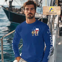 Load image into Gallery viewer, Texas Slam Funny Fishing Redfish, Trout, Flounder Fishing Shirts Long Sleeve For Men| Blue Navy NHT845