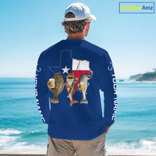 Load image into Gallery viewer, Texas Slam Funny Fishing Redfish, Trout, Flounder Fishing Shirts Long Sleeve For Men| Blue Navy NHT845