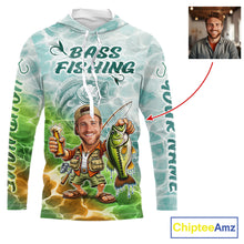 Load image into Gallery viewer, Custom Photo Funny Bass Fishing Shirts Long Sleeve Hooded For Men, Fishing Team Jersey NHT642