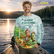 Load image into Gallery viewer, Custom Photo Funny Bass Fishing Shirts Long Sleeve Hooded For Men, Fishing Team Jersey NHT642