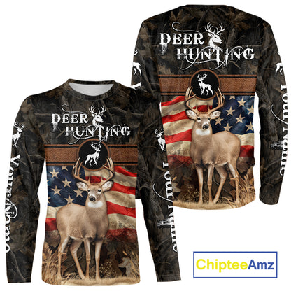 Deer US Flag 3D All Over Print Shirts, Personalized Hunting Gifts For Deer Hunters NHT191