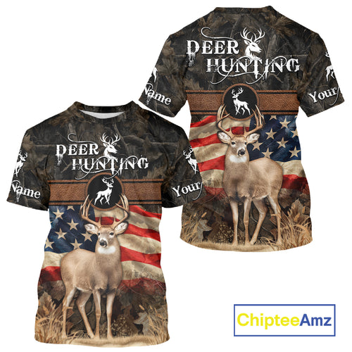 Mule Deer US Flag 3D All Over Print Shirts, Personalized Hunting Gifts For Deer Hunters NHT191