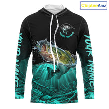 Load image into Gallery viewer, Largemouth Bass Fishing Shirt Long Sleeve Hooded For Tournament – Angler Gift For Men Dad| Turquoise NHT850