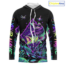 Load image into Gallery viewer, Neon Bass Fishing Shirts Long Sleeve Hooded  – Largemouth Bass Galaxy Glow Graphic Gift For Men Dad  NHT853