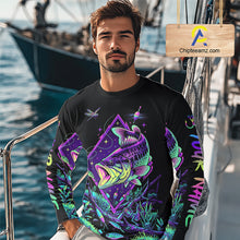 Load image into Gallery viewer, Neon Bass Fishing Shirts Long Sleeve  – Largemouth Bass Galaxy Glow Graphic Gift For Men Dad  NHT853