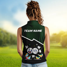 Load image into Gallery viewer, Custom Green And Black Sleeveless Womens Golf Polo Shirt, Custom Golf Balls Team Jerseys NHT865