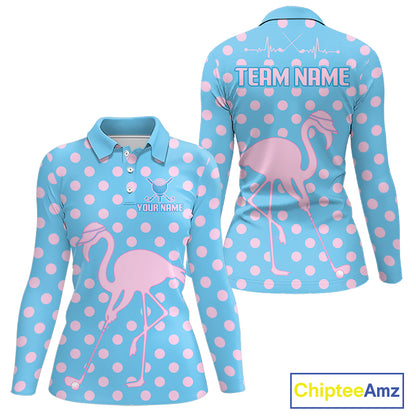 Women's Flamingo Golf Polo Shirt – Personalized Pink Flamingo Golf Jersey With Custom Name