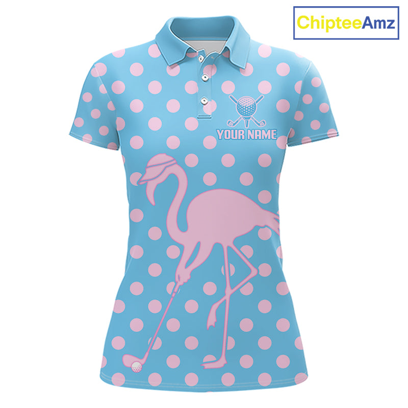 Women's Flamingo Golf Polo Shirt – Personalized Pink Flamingo Golf Jersey With Custom Name