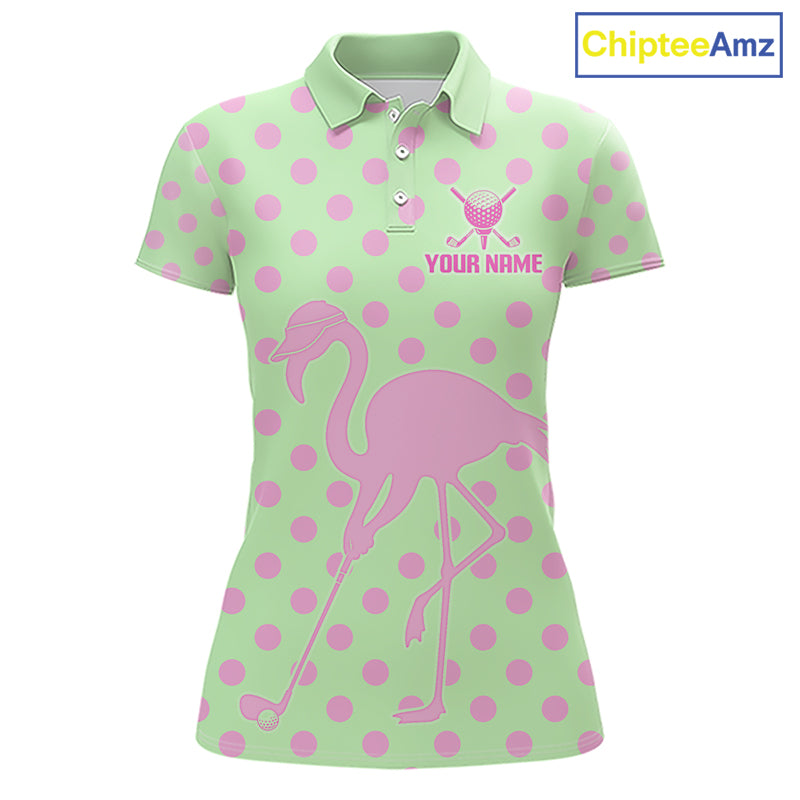 Women's Flamingo Golf Polo Shirt – Personalized Pink Flamingo Golf Jersey With Custom Name