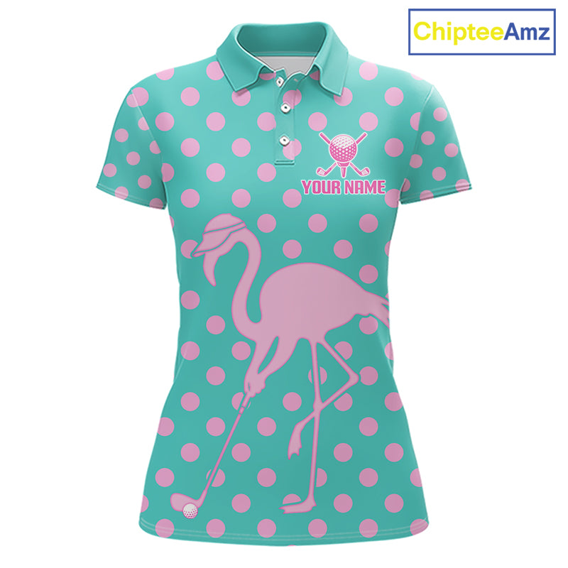 Women's Flamingo Golf Polo Shirt – Personalized Pink Flamingo Golf Jersey With Custom Name